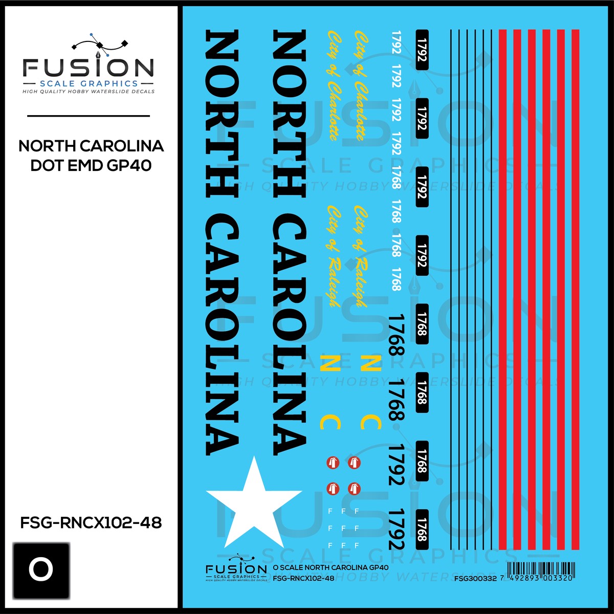 O Scale North Carolina DOT EMD GP40 Locomotive Decal Set