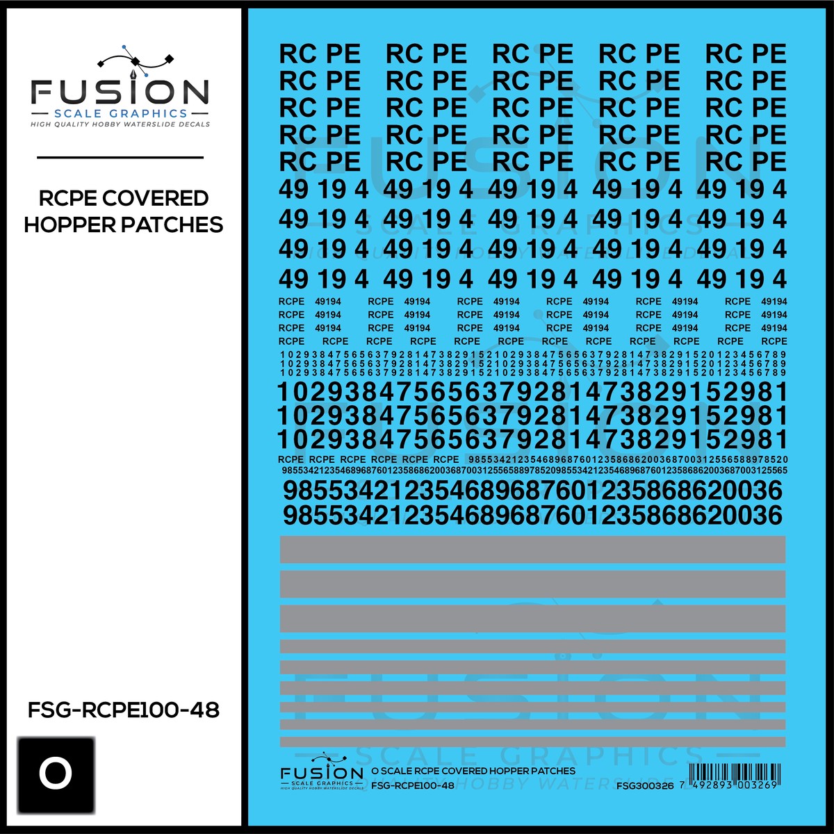O Scale RCPE Covered Hopper Patch Decal Set