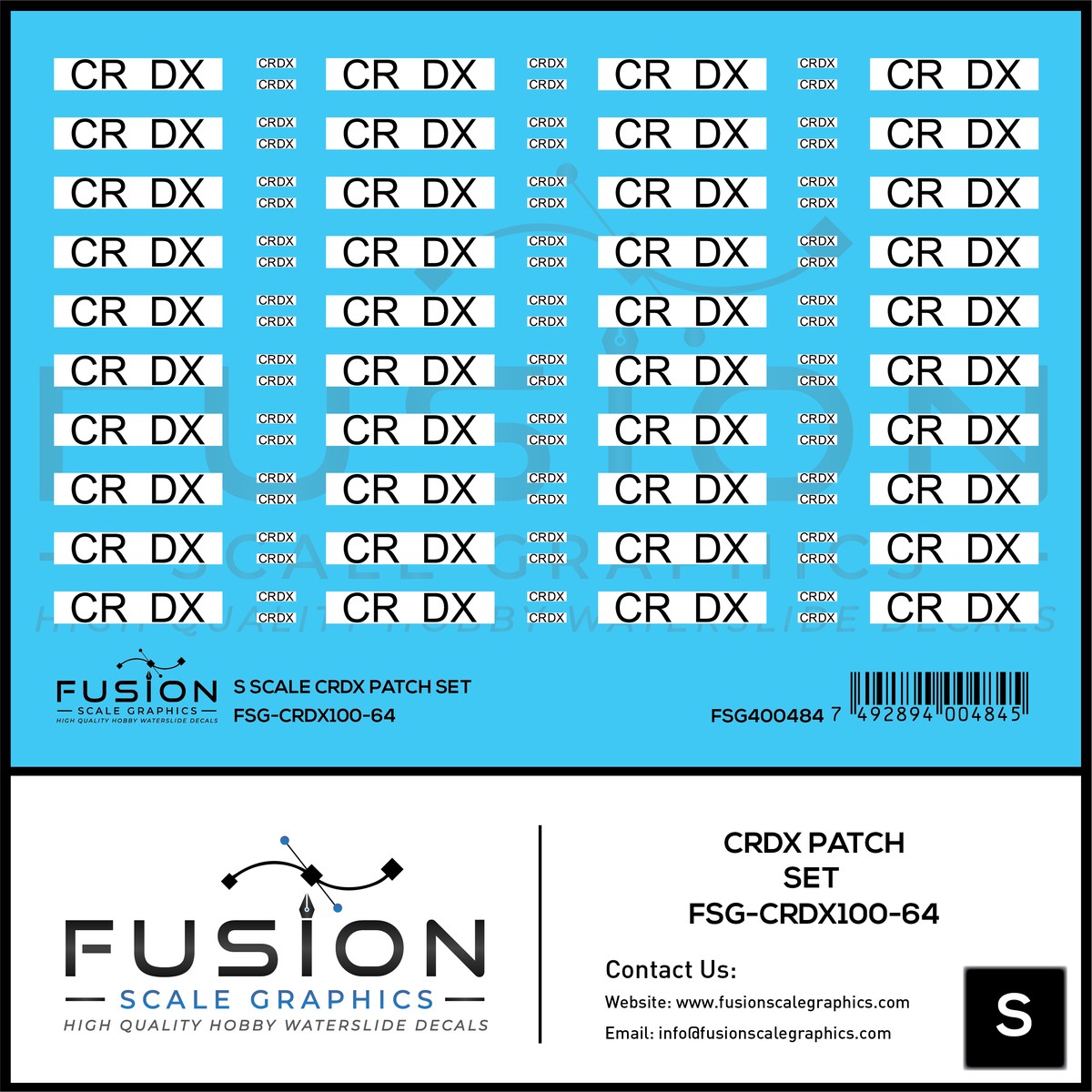 S Scale CRDX Black W/ White Patch Freight Car Repatch Decal Set