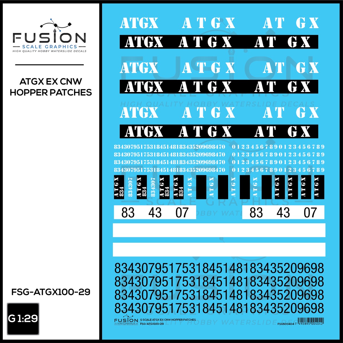 G 1:29 Scale ATGX Ex CNW Hopper Patches Decal Set