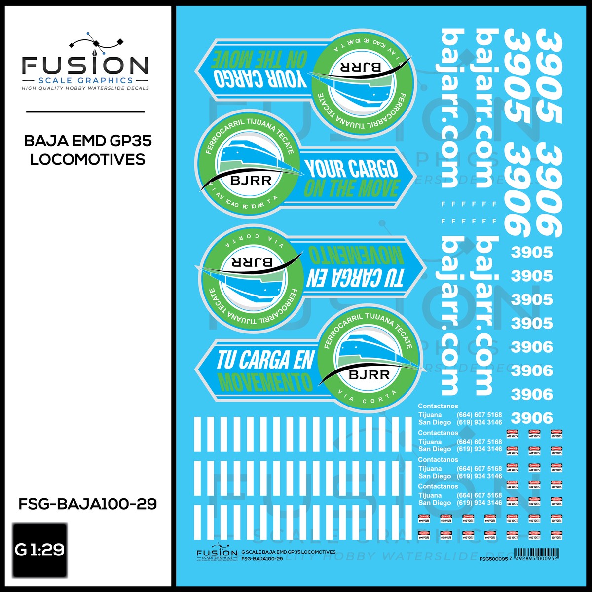 G 1:29 Scale BAJA GP35 Locomotives Decal Set