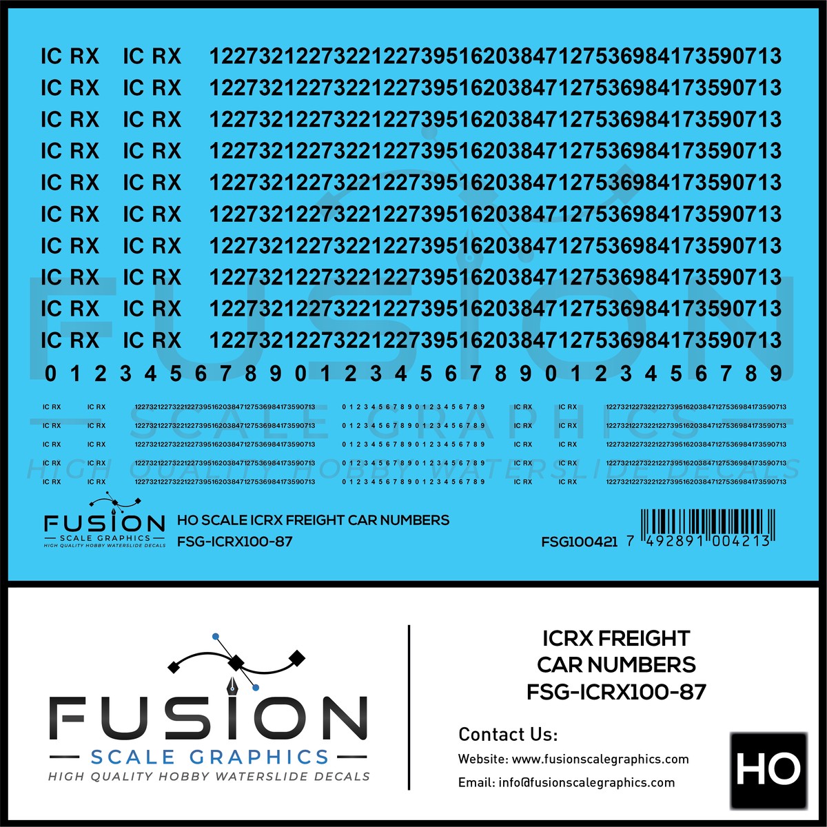 HO Scale ICRX Freight Car Numbers Decal Set