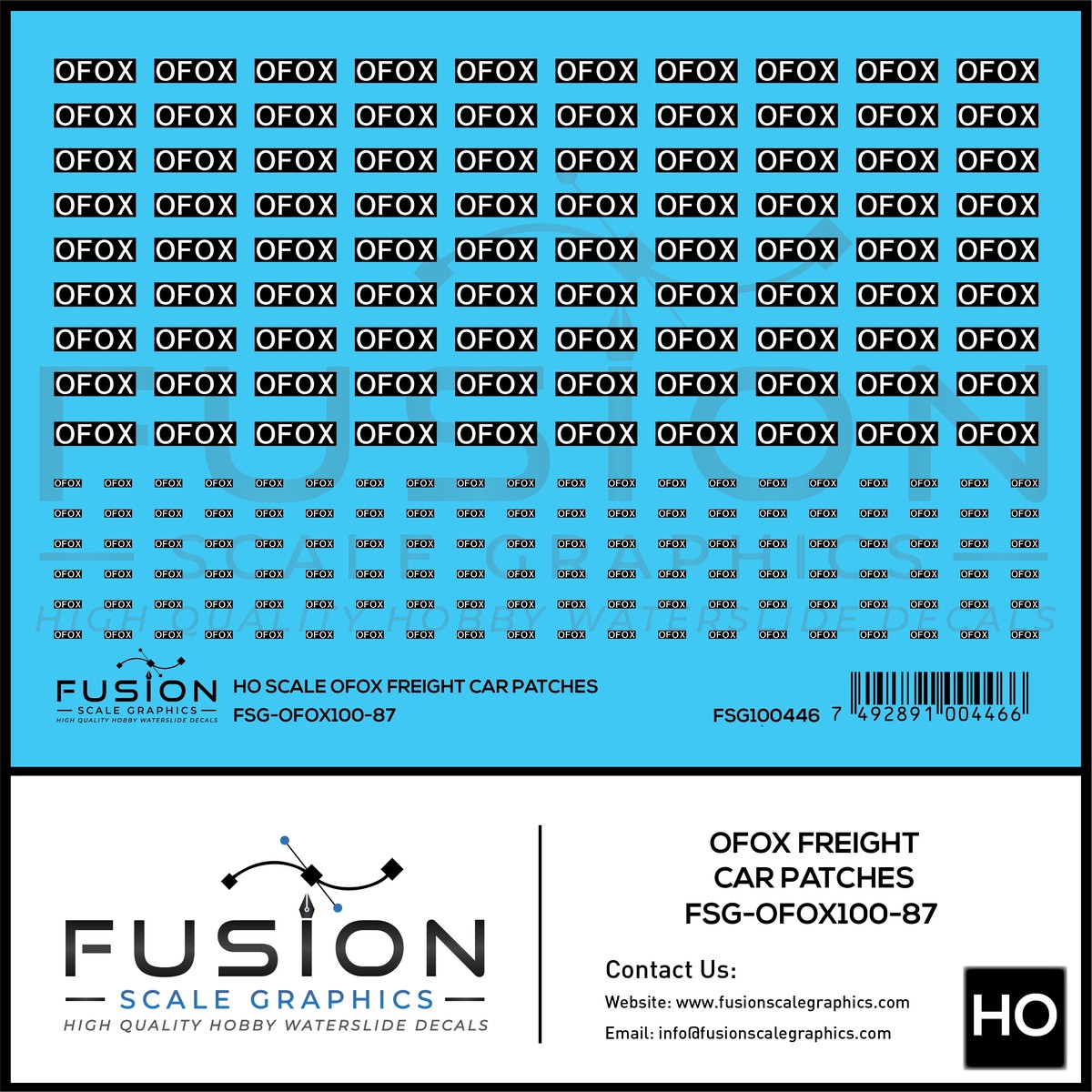 HO Scale OFOX White/Black Freight Car Patch Outs Decal Set