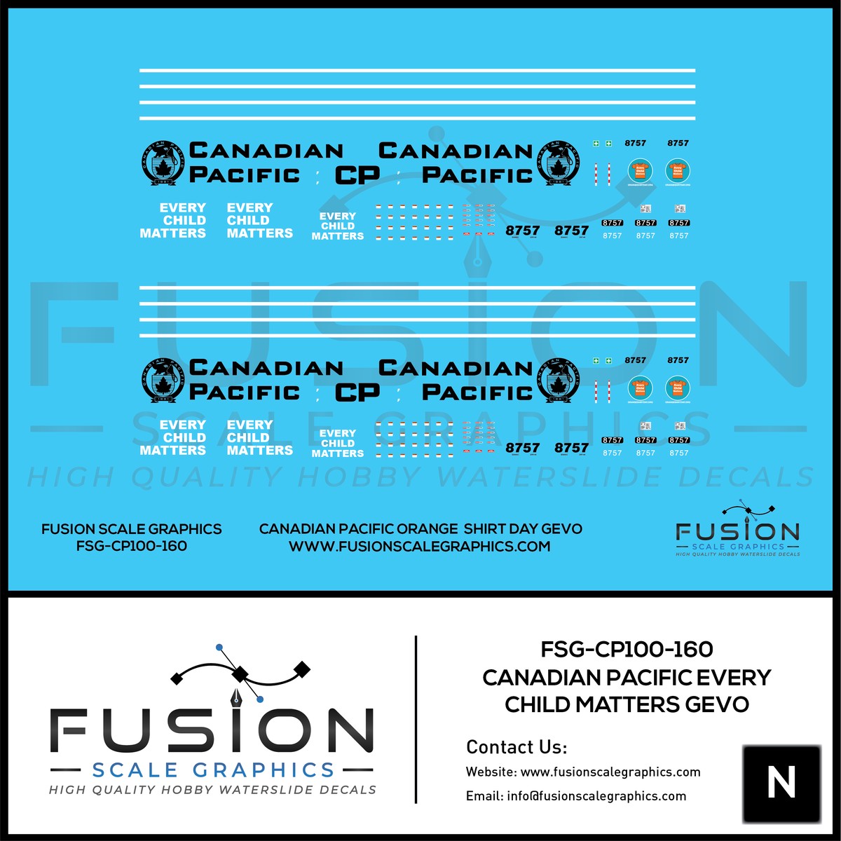 N Scale Canadian Pacific Every Child Matters GEVO Decal Set