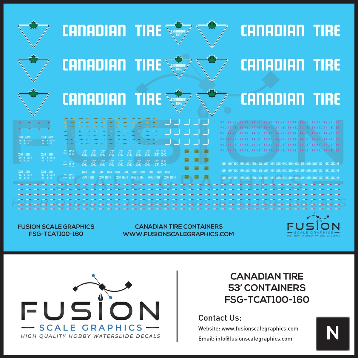 N Scale Canadian Tire 53′ Container Decal Set