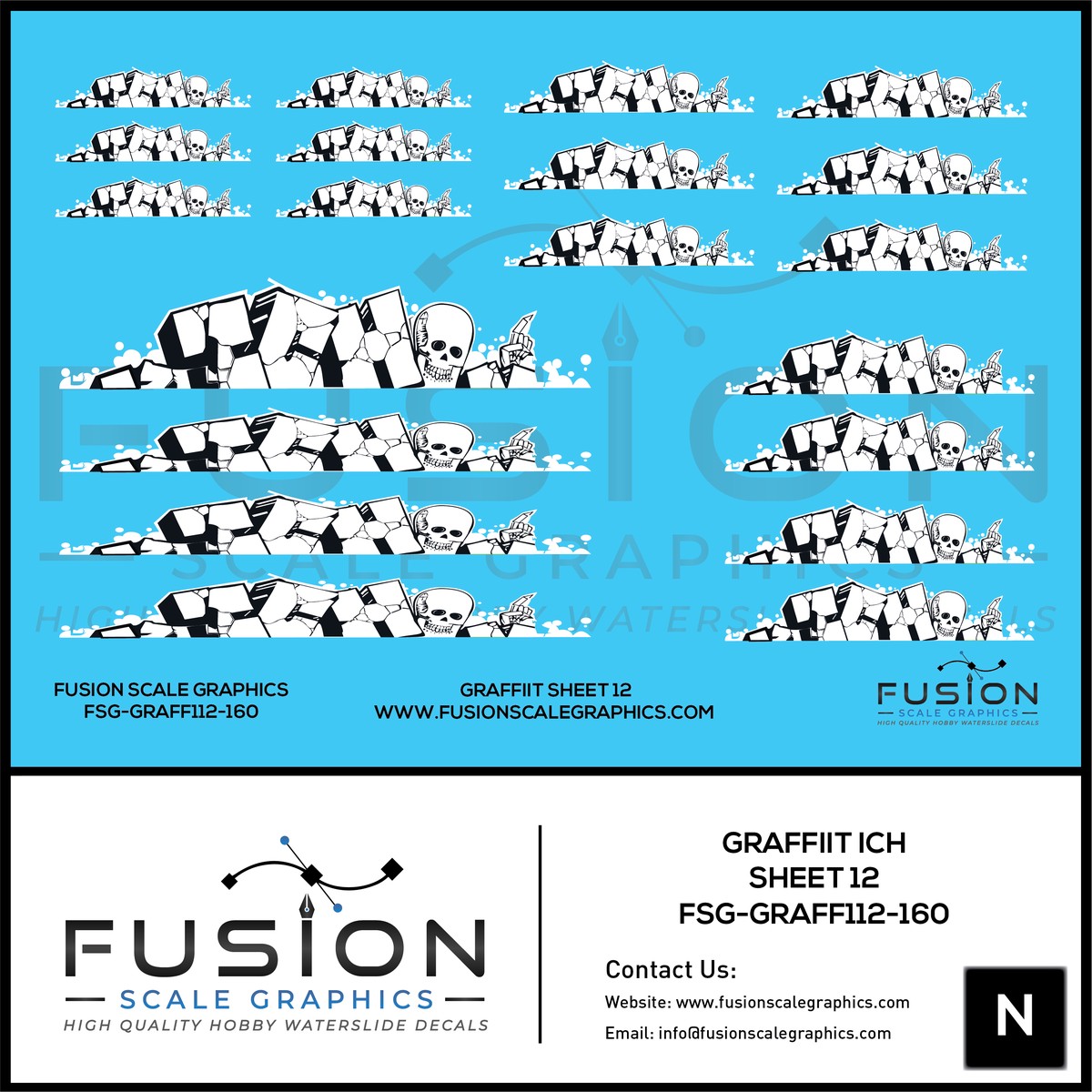 N Scale Graffiti Decal Set 12 ICH Ichabod