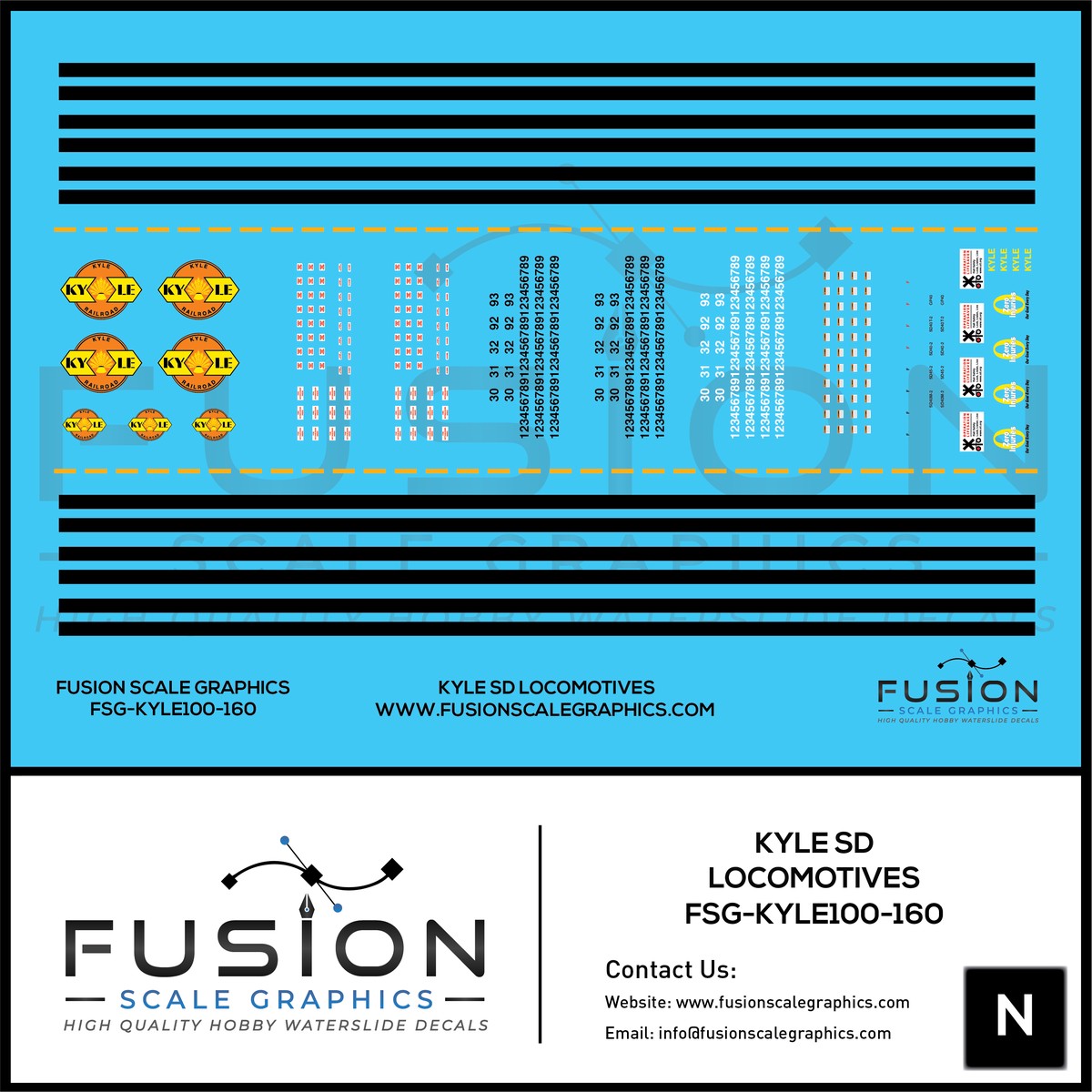N Scale KYLE EMD SD Locomotives Decal Set