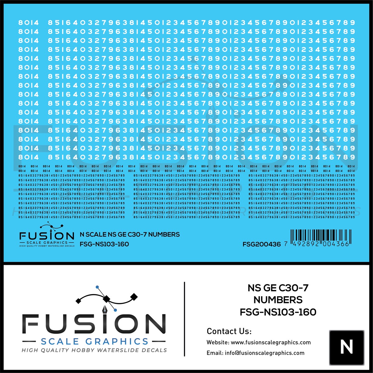 N Scale Norfolk Southern GE C30-7 Locomotive Renumber Decal Set