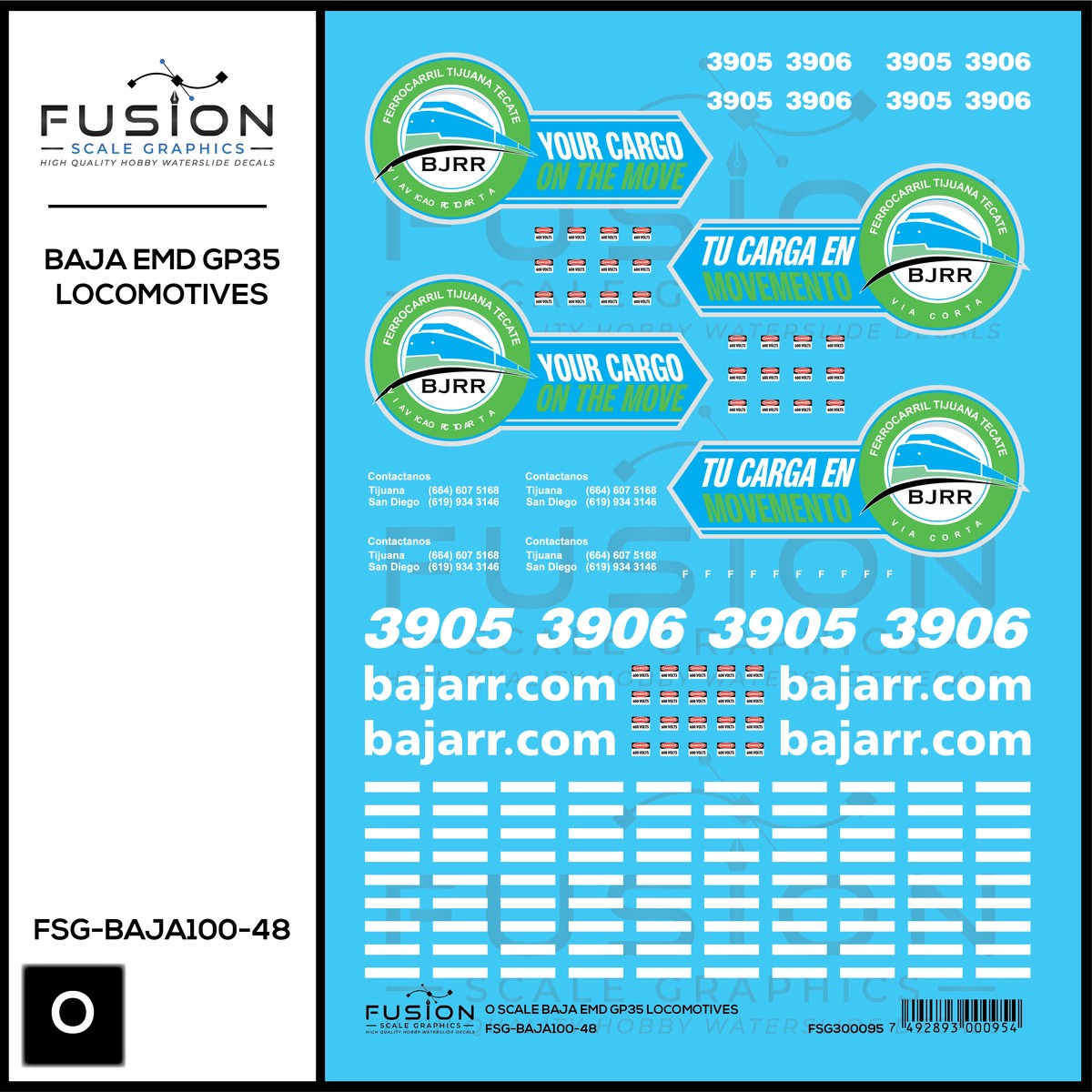 O Scale BAJA GP35 Locomotives Decal Set