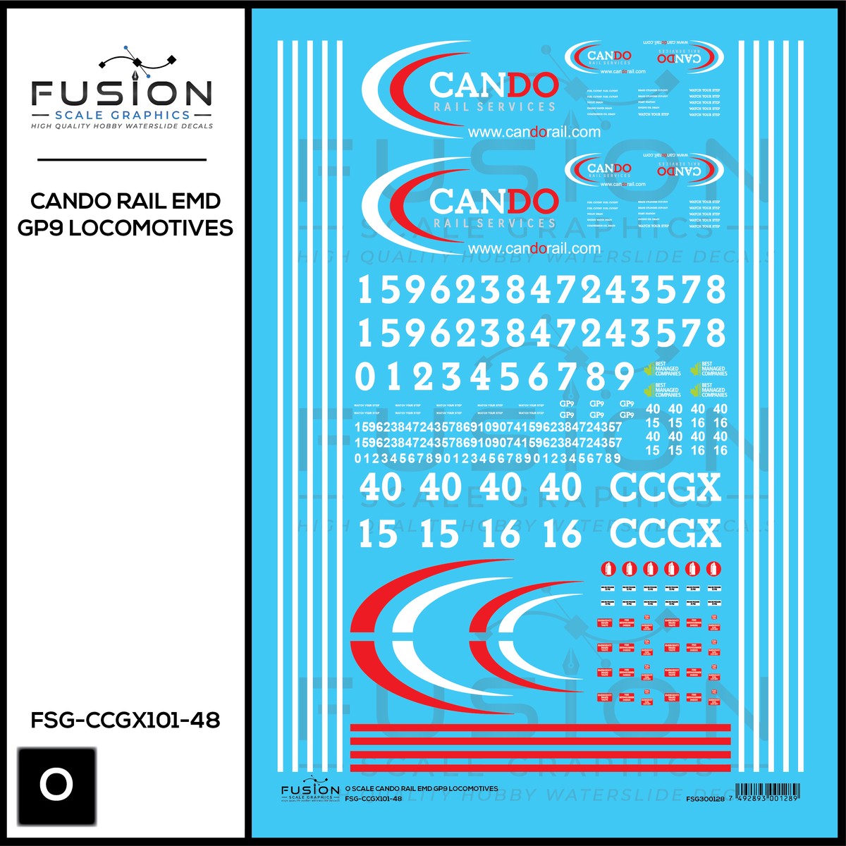 O Scale Cando Rail EMD GP9 Locomotives Decal Set