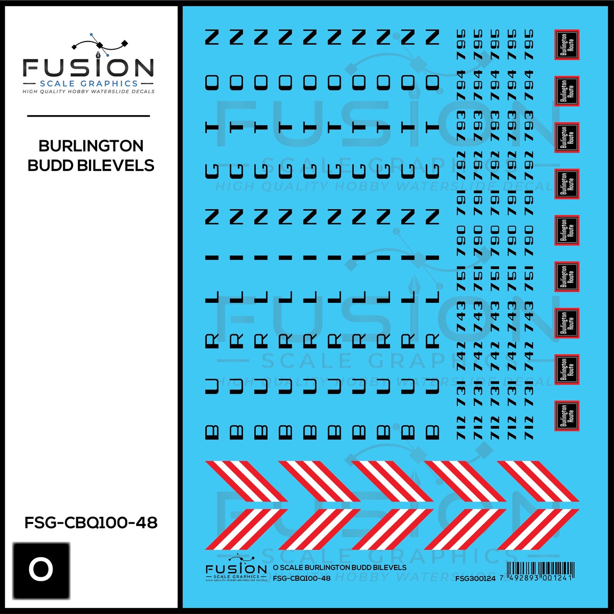 O Scale CBQ Burlington Budd BiLevels Decal Set