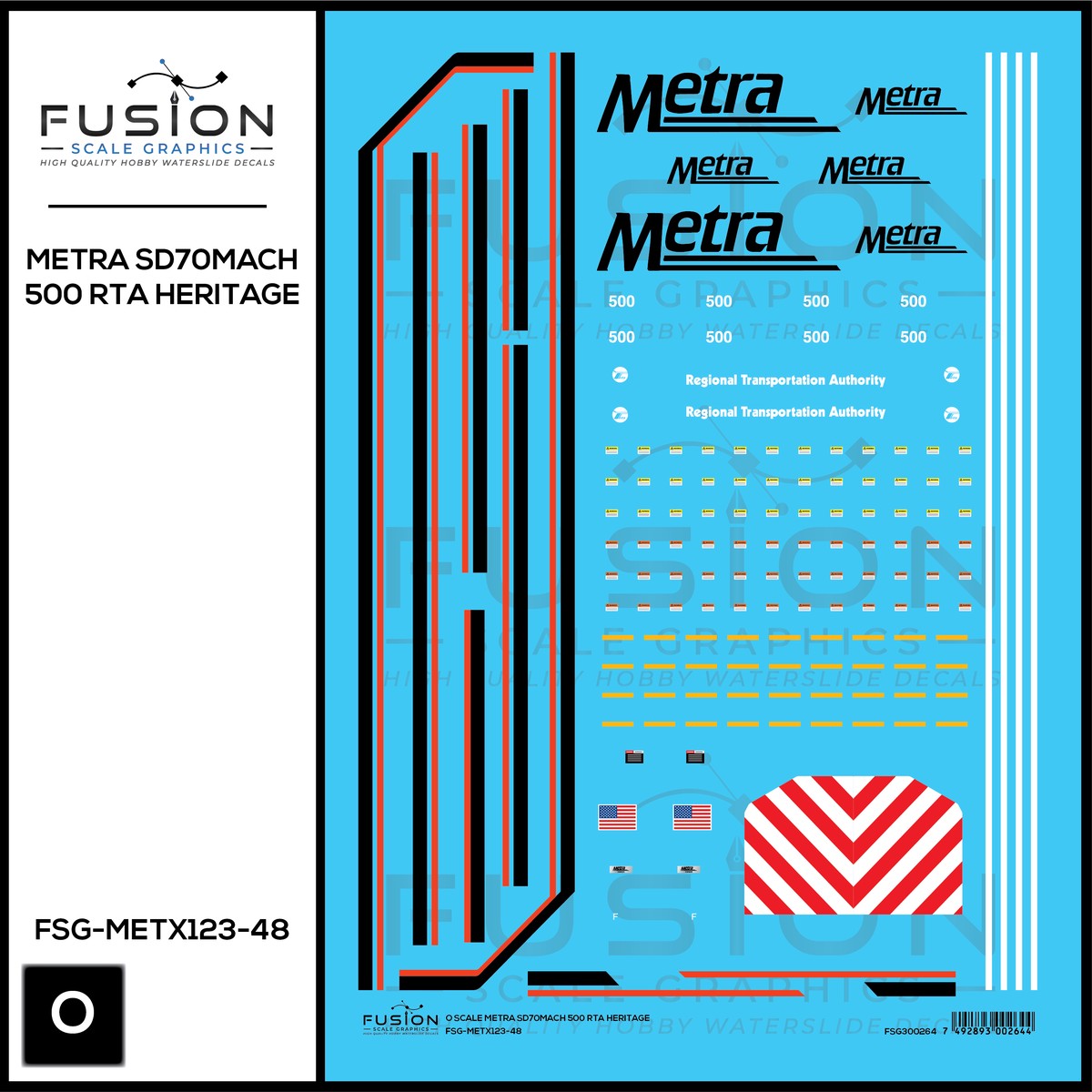 O Scale Metra SD70MACH 500 RTA Heritage Locomotive Decal Set