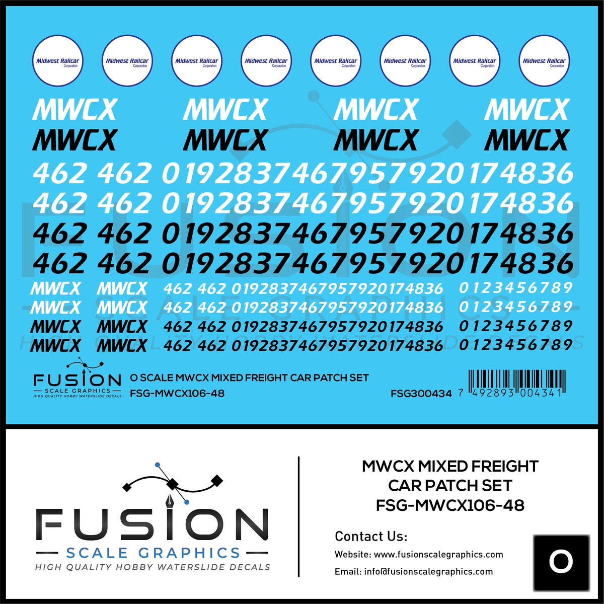 O Scale MWCX Mixed Freight Car Patching Decal Set