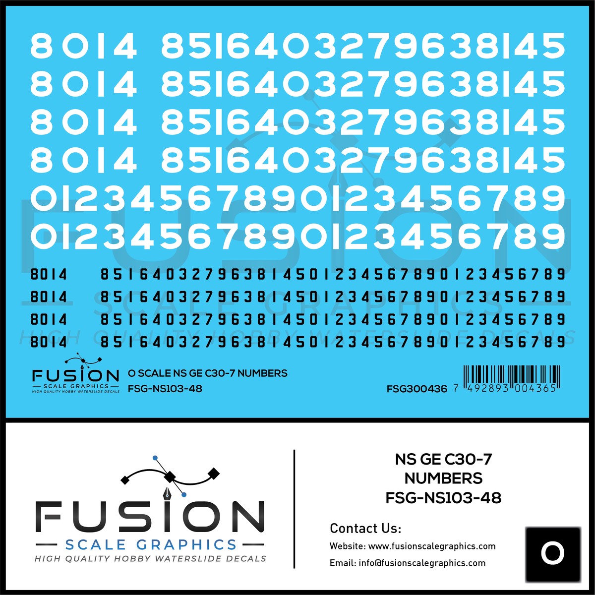 O Scale Norfolk Southern GE C30-7 Locomotive Renumber Decal Set