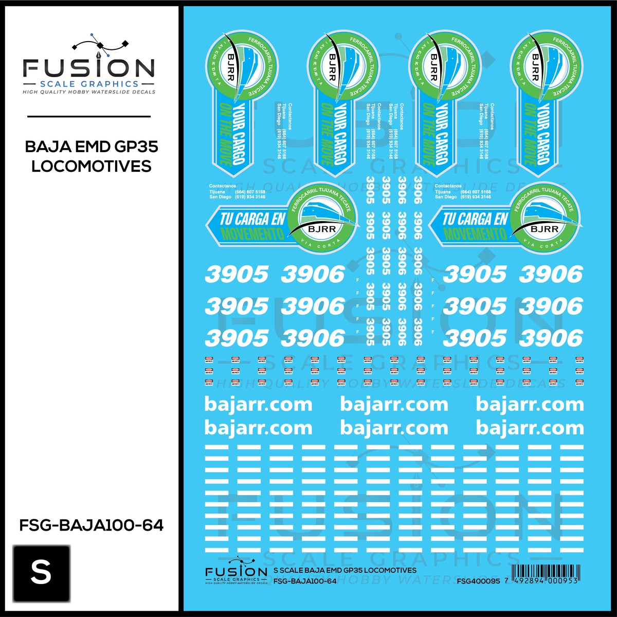 S Scale BAJA GP35 Locomotives Decal Set