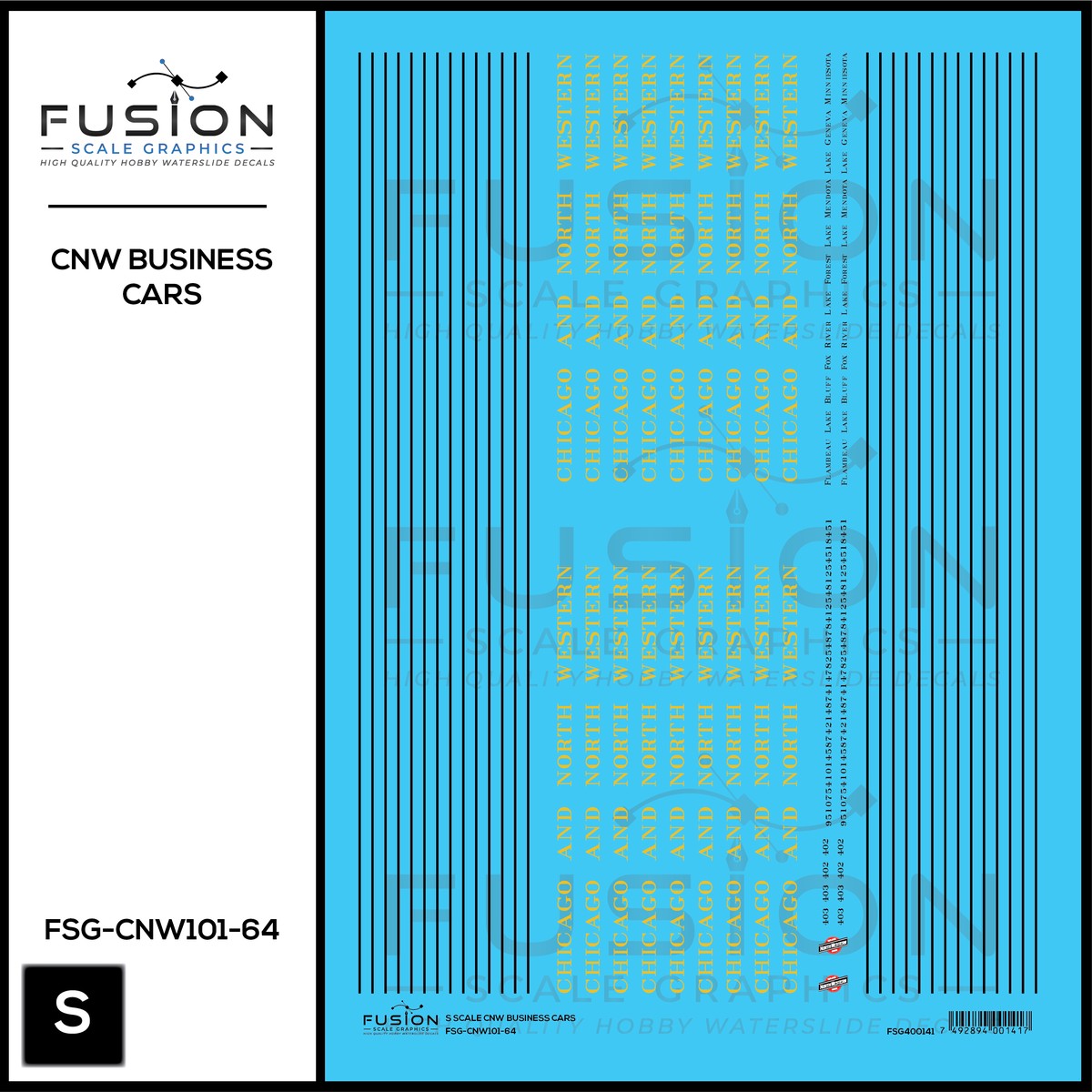 S Scale CNW Chicago & North Western Railroad Business Cars Decal Set