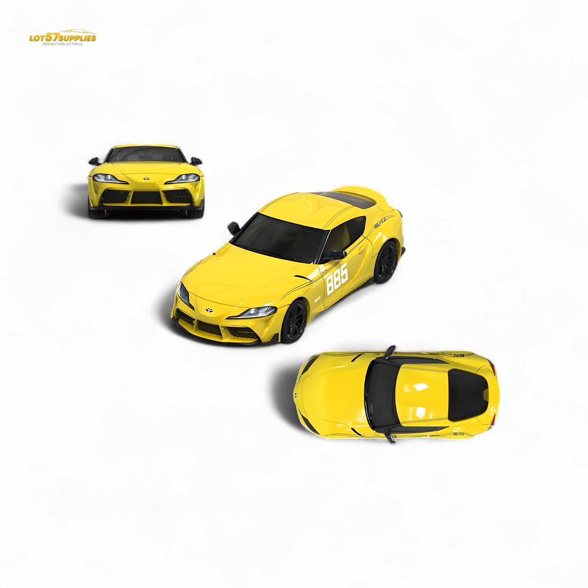 OM Model Toyota Supra A90 Initial D Ghost in Yellow 1:64