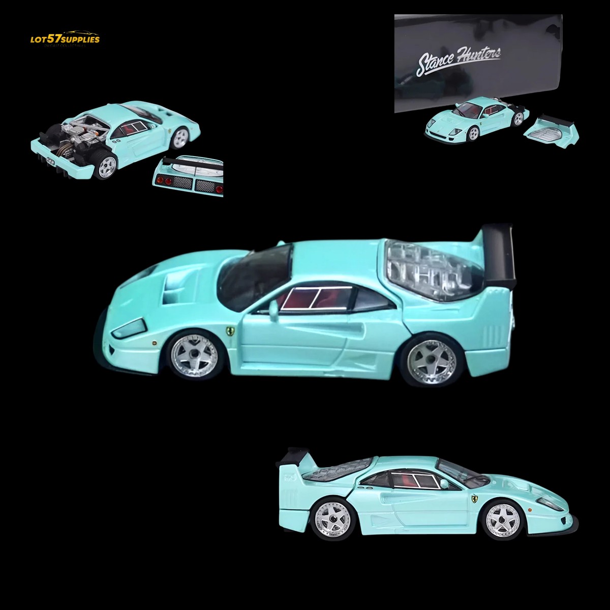 Stance Hunters Ferrari F40 LM Light Aqua Green 1:64
